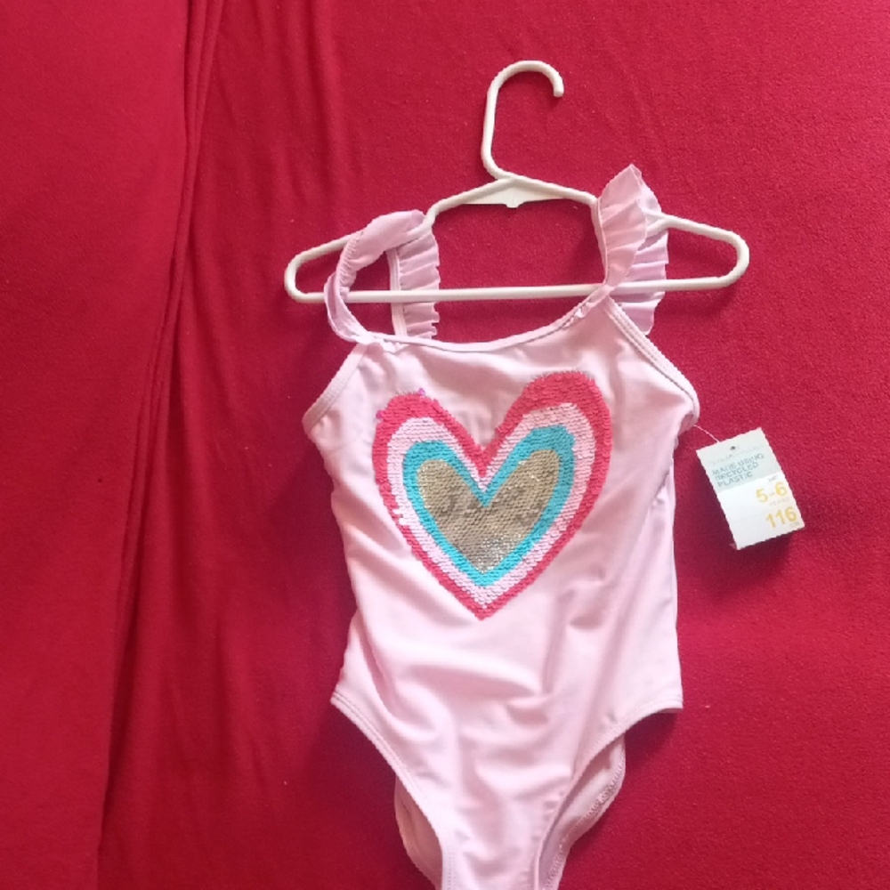 Primark Kids Pink Heart One Piece Swimsuit